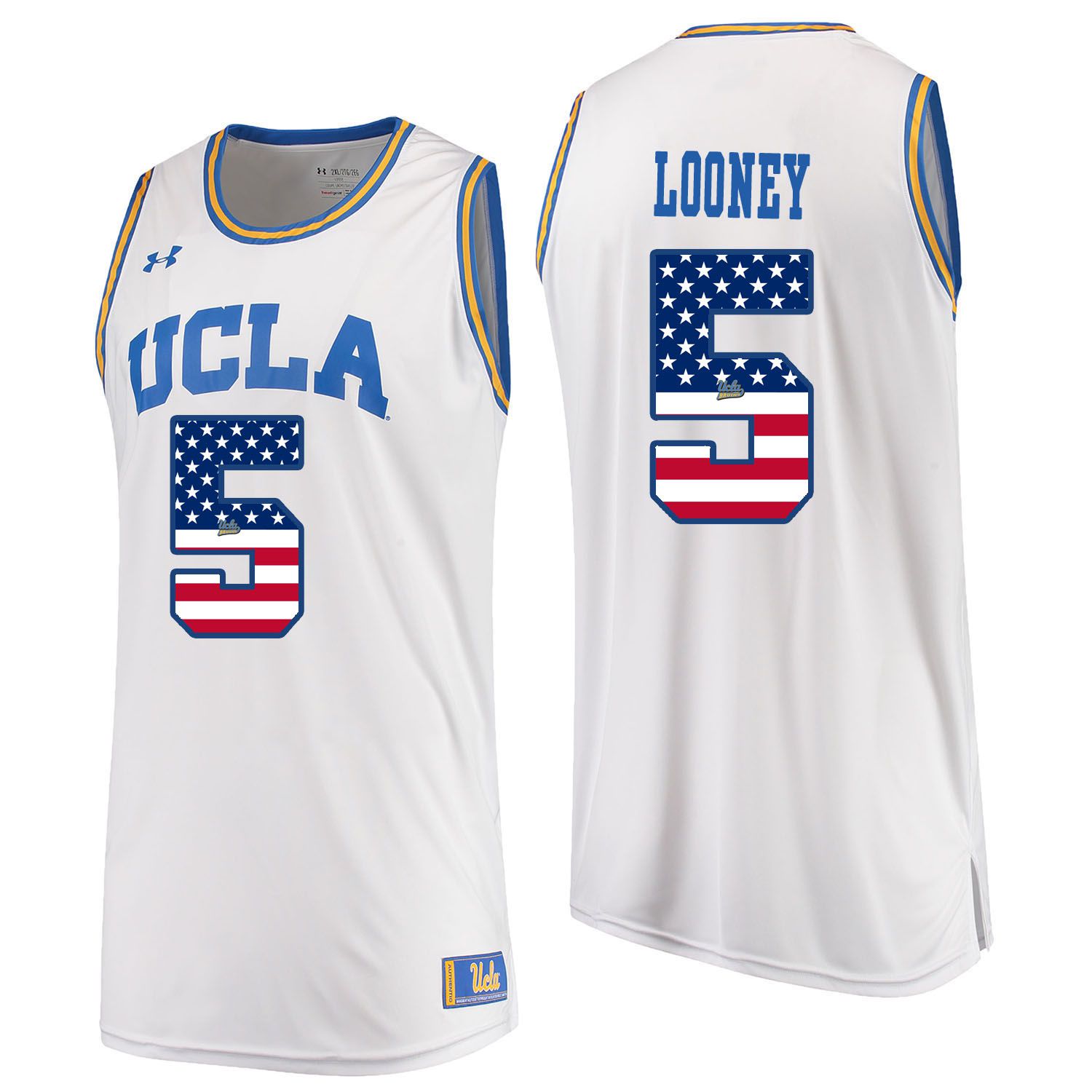Men UCLA UA 5 Looney White Flag Customized NCAA Jerseys